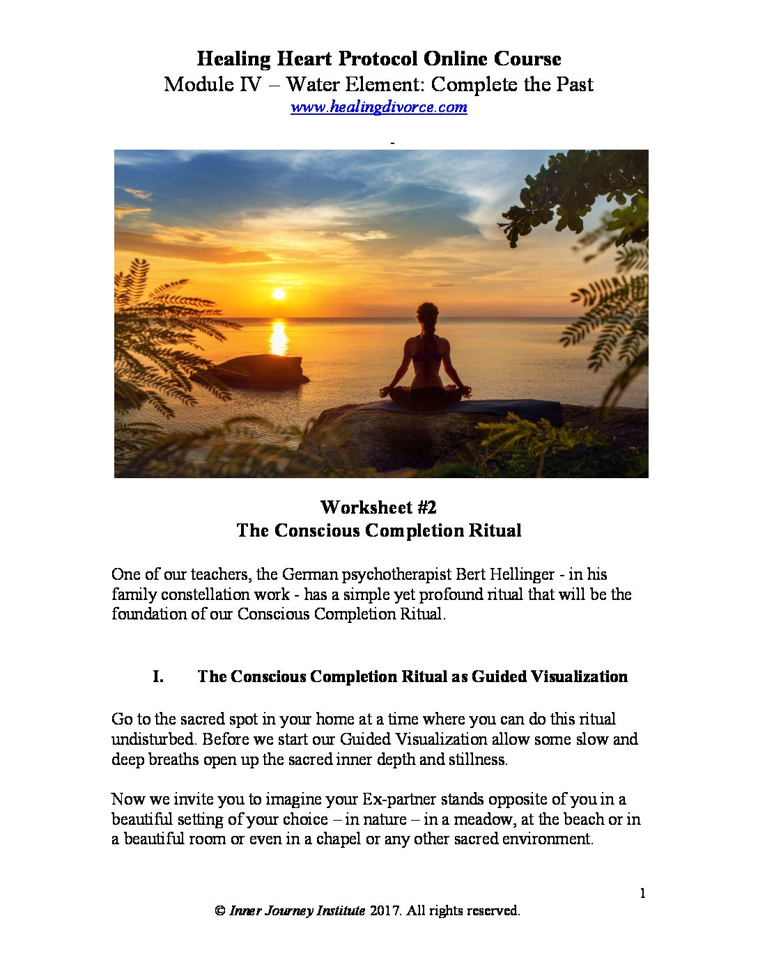 Healing Heart Protocol Module 4 Worksheet #2 - Conscious Completion Ritual  - Inner Journey Institute